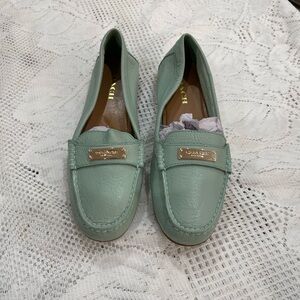 Coach Women's Mint Green Leather Loafers